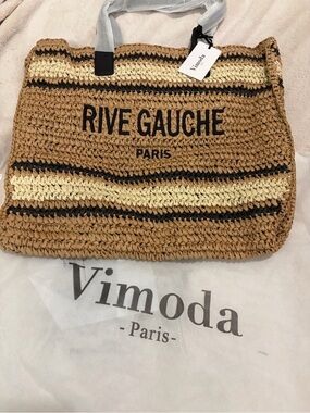 Viamoda Rive Gauche Raffia Shopping Tote Imported from France